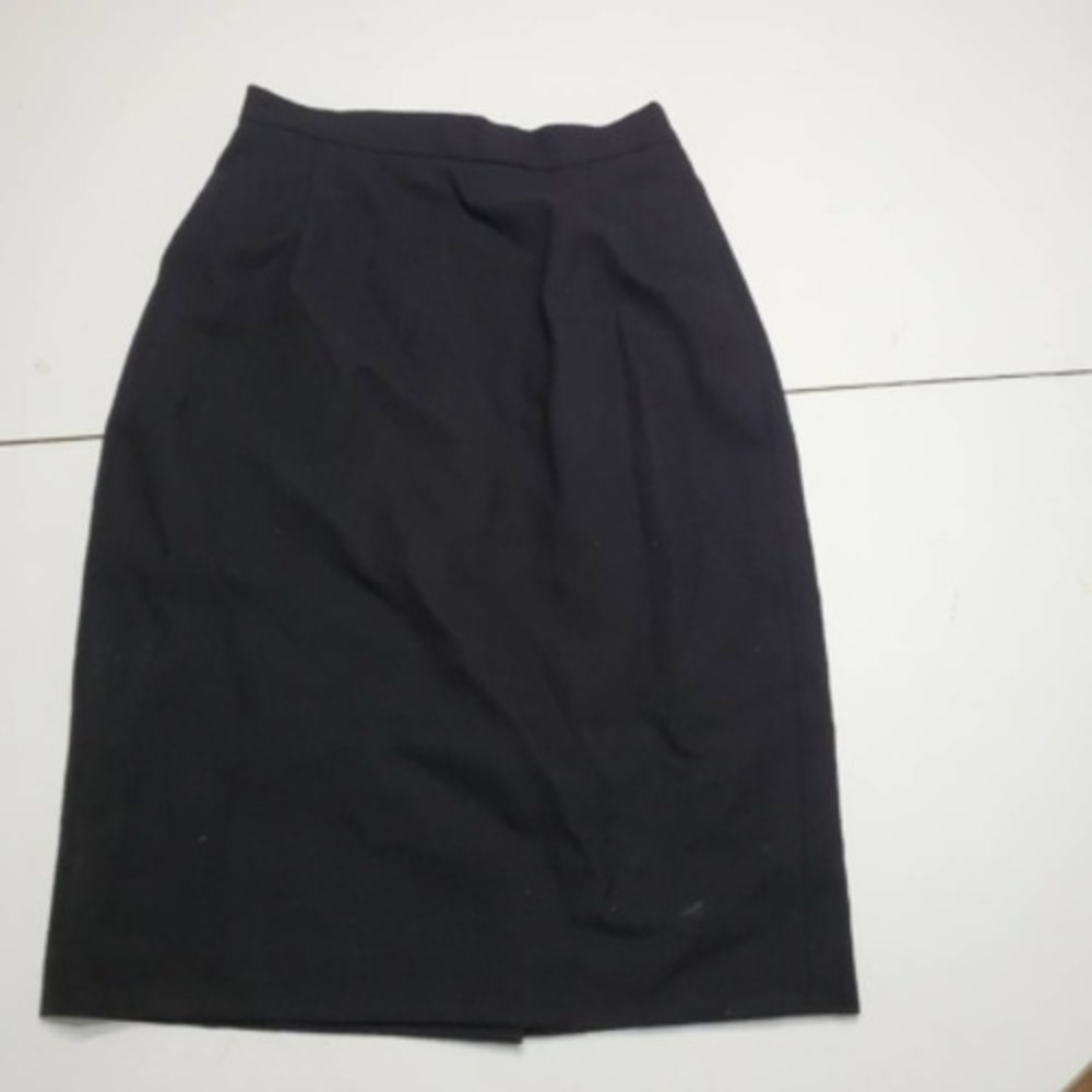 Womens A Line Skirt Black Knee Length Back Slit Zipper Flat Front 4